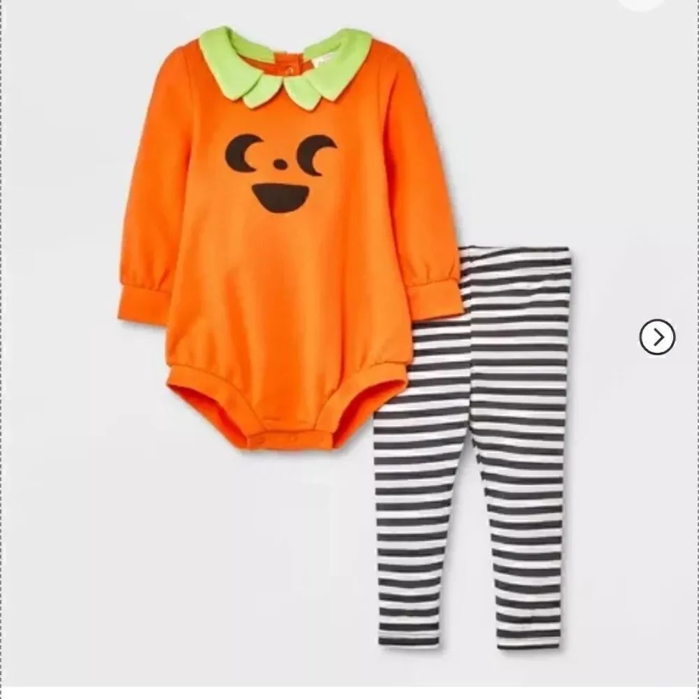 Nwt Baby Unisex Boy or Girl Halloween Pumpkin Outfit, Size NB, 6 months